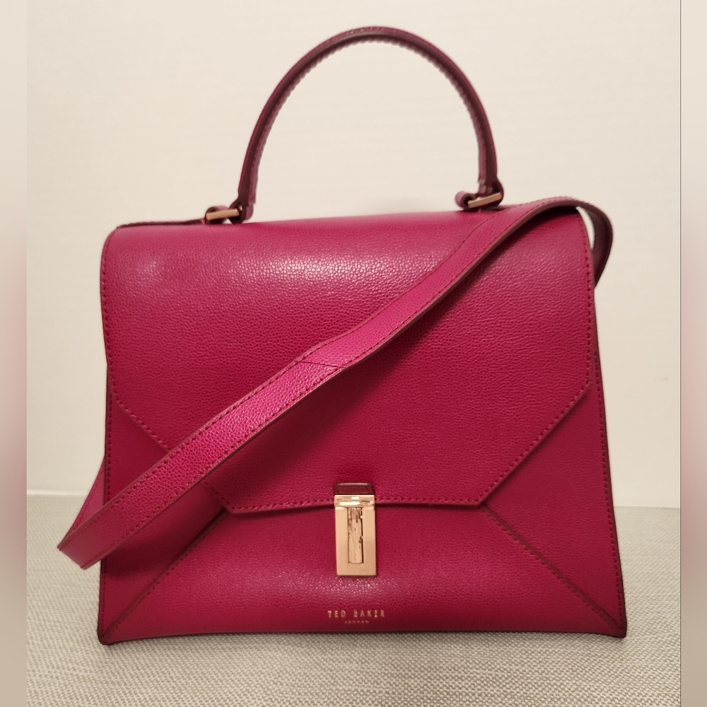 Ted Baker Ellice Leather Top Handle Grab Bag Pink Berry Color RARE